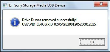 Das USB-Laufwerk wurde erfolgreich entfernt