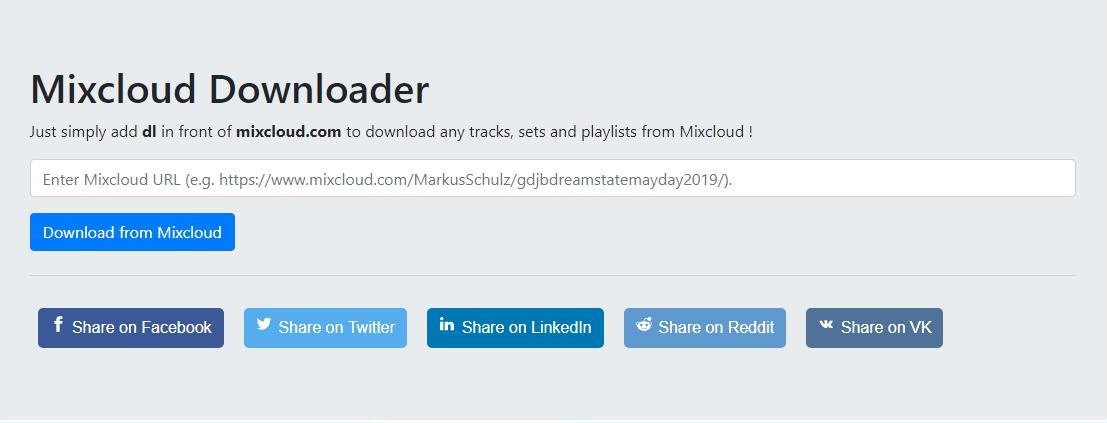 Mixcloud Downloader Online-Downloader-Schnittstelle