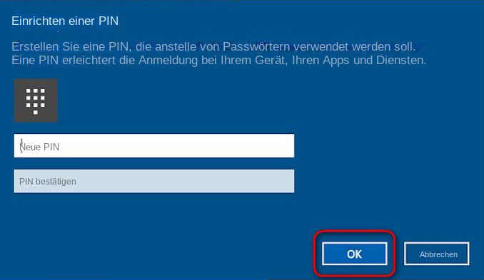 Ich habe meine PIN vergessen, dann richten Sie eine PIN ein