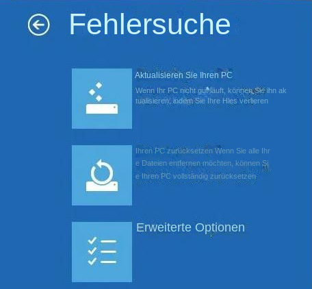 Windows-Wiederherstellungsumgebung - Fehlerbehebung