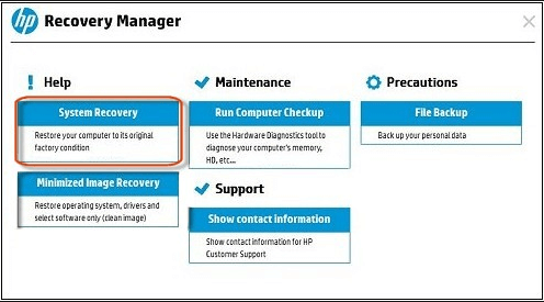 Systemwiederherstellung HP-Wiederherstellung