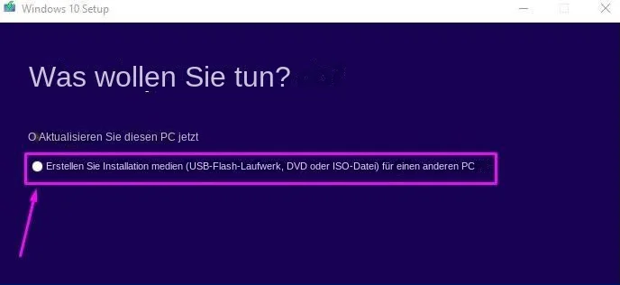 Installationsmedien (USB-Flash-Laufwerk, DVD oder ISO-Datei) für einen anderen PC erstellen