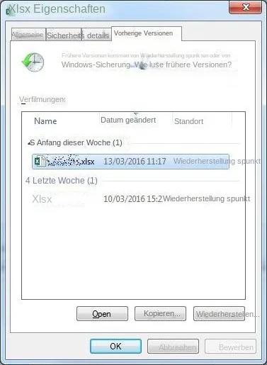 windows - Auch frühere Versionen wiederherstellen