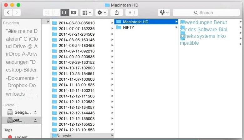 Wählen Sie die Dateiversion aus, die in Mac Time Machine wiederhergestellt werden soll