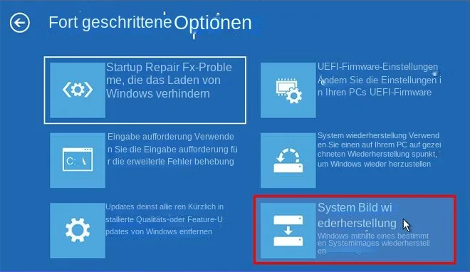 Wählen Sie System Image Recovery