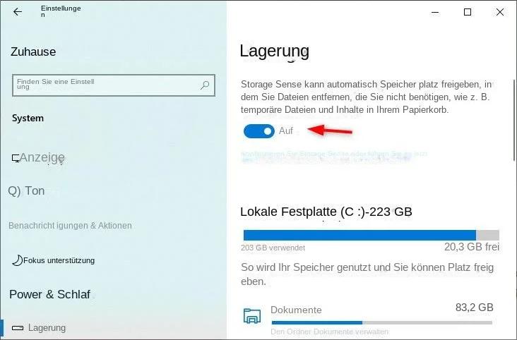 Storage Sense verwenden