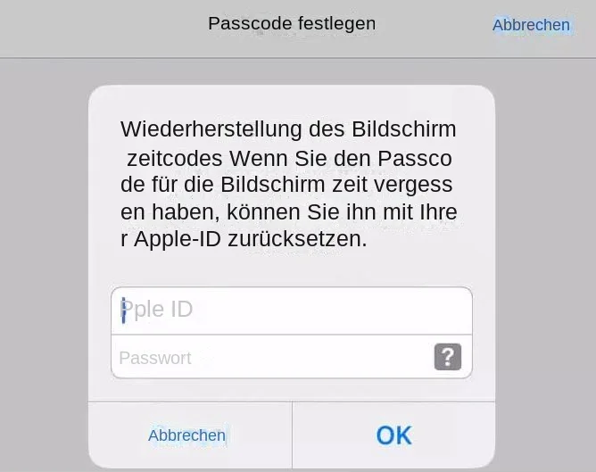 Bildschirmzeit-Passcode
