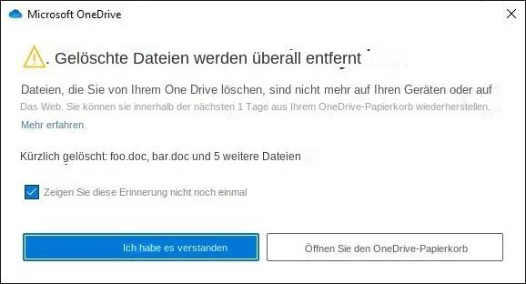 Wo werden gelöschte Onedrive-Dateien gespeichert?