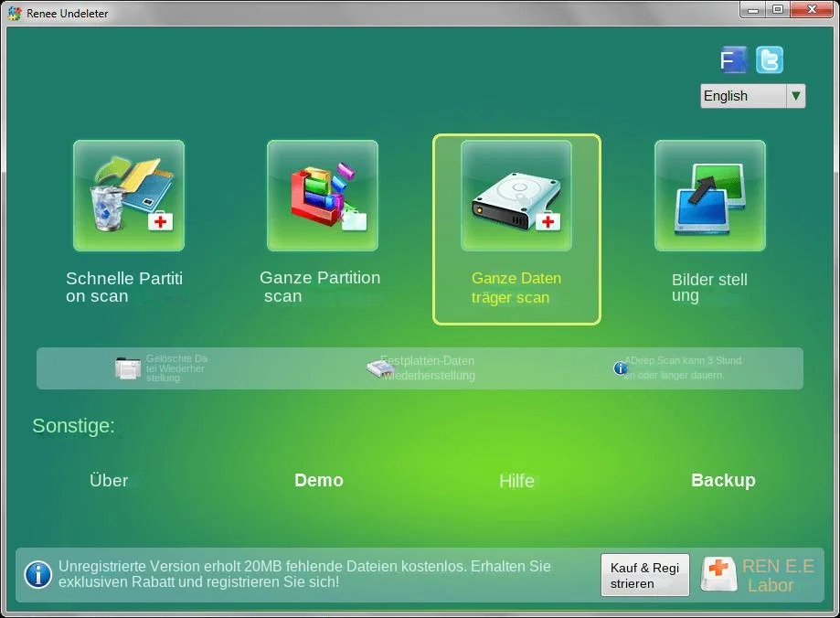 Wählen Sie Whole Partition Scan, um beschädigte Festplatten wiederherzustellen