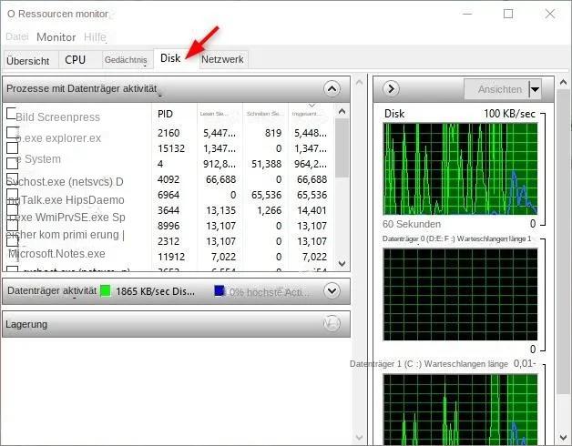 Windows Resource Monitor öffnen