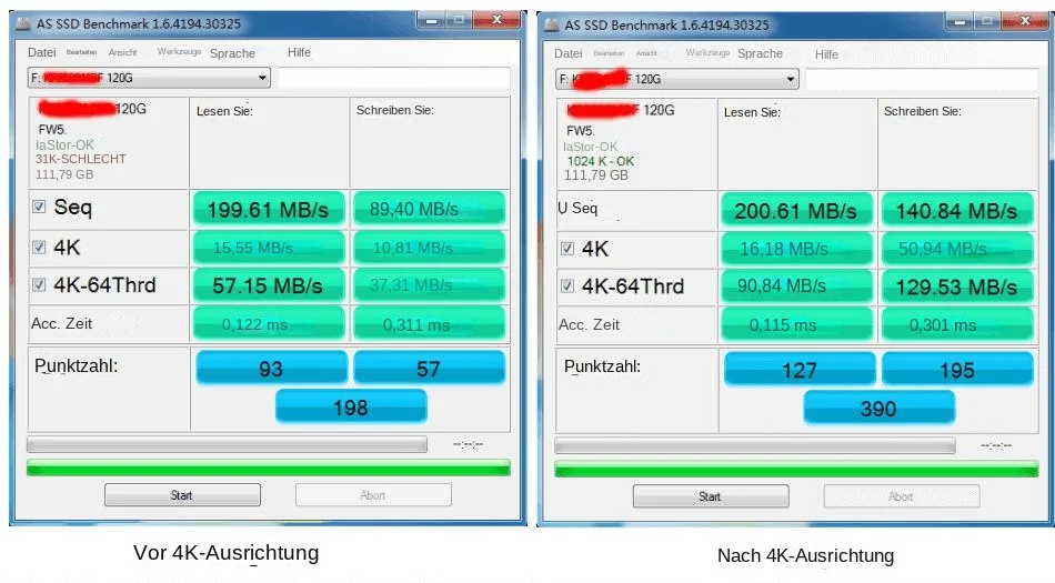 Prüfen Sie die SSD-Ausrichtung