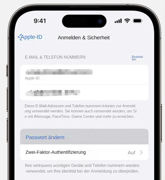 Apple ID-Kennwort auf dem iPhone