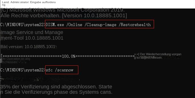 Führen Sie dism und sfc aus