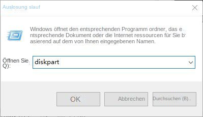 Führen Sie den Fenstereingabe-Diskpart aus