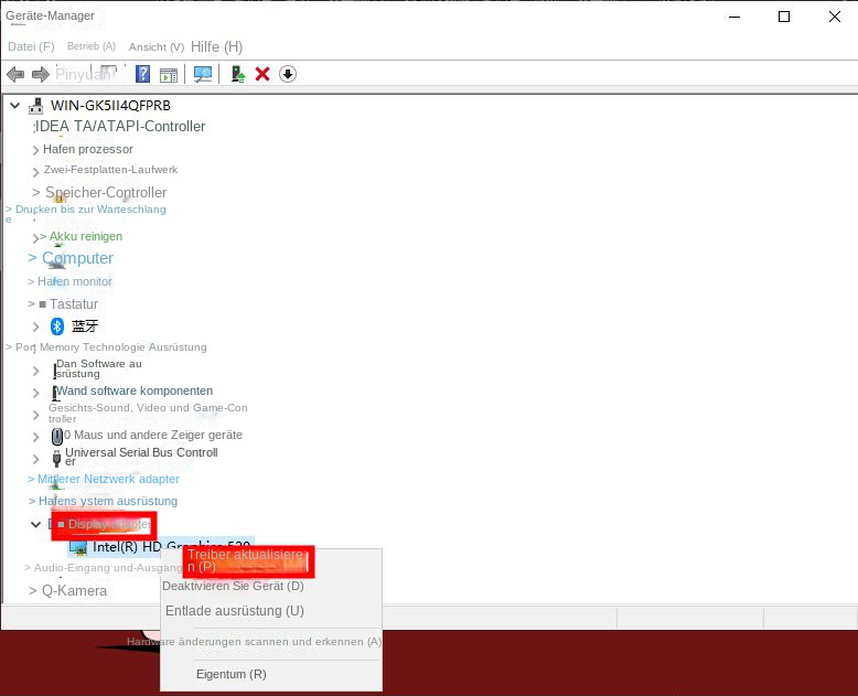 Aktualisieren Sie den Grafikkartentreiber