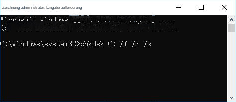 Geben Sie den Befehl chkdsk ein