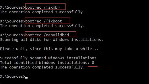 Bootrec.exe /FixBoot-Befehl