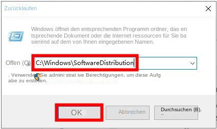 Führen Sie C:WindowsSoftwareDistribution aus
