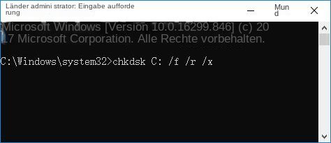 Geben Sie den Befehl zur Festplattenreparatur ein