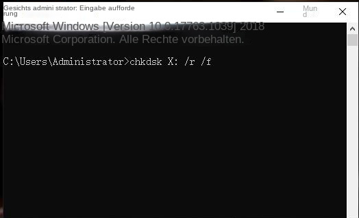 Geben Sie den Befehl chkdsk ein