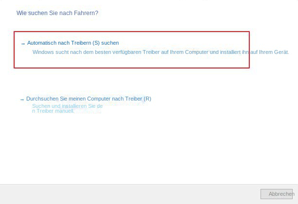 Automatisch nach Treibern suchen