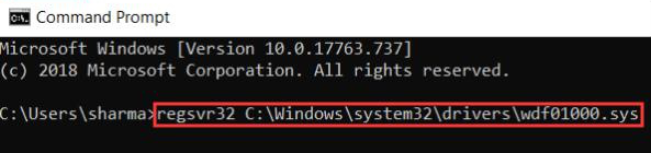 Registrieren Sie die Datei wdf01000.sys erneut