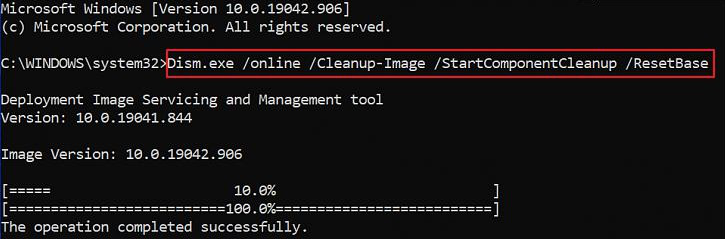 StartComponentCleanup wird mit dem ResetBase-Parameter verwendet