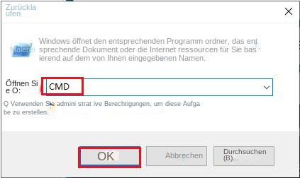Führen Sie das Eingabeaufforderungsprogramm aus