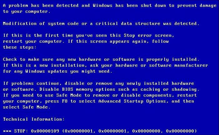 Bluescreen 0x00000109