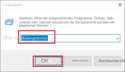 Führen Sie diskmgmt msc aus