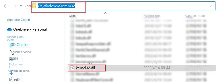 Kernel32.dll im System32-Ordner