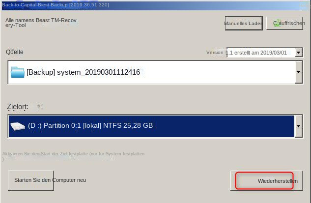 Starten Sie die Systemwiederherstellung