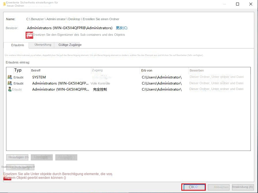 WindowsEingabeaufforderung Objekte im Container nicht sichtbar