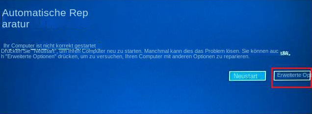 Erweiterte Optionen für die automatische Reparatur