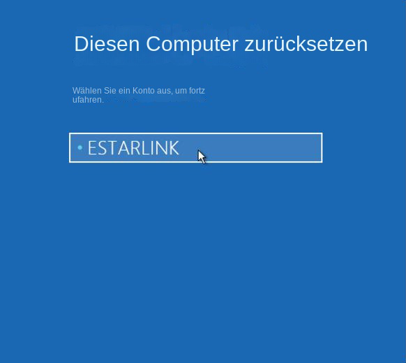 Wählen Sie „Konto zurücksetzen Computer“.