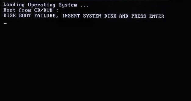 Fehlermeldung DISK BOOT FAILURE