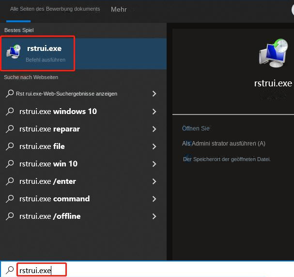 Suchen Sie nach rstrui.exe