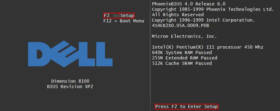 Tastenkombination zum Booten ins BIOS