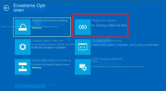 Wählen Sie die Option Startreparatur