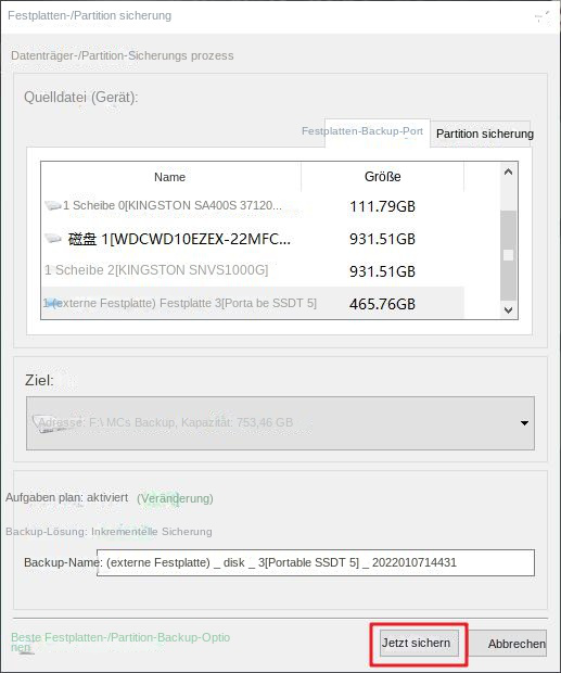 Jetzt Festplatten-Backup sichern