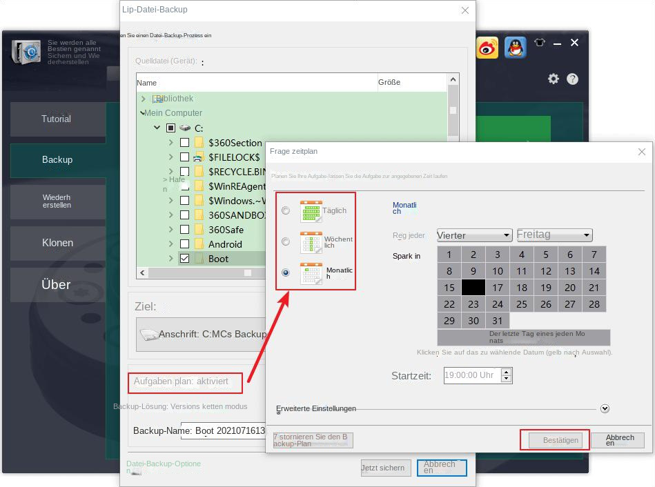 Sicherungszeit des Dateisicherungssatzes