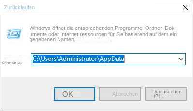 Führen Sie C:UsersAdministratorAppData aus