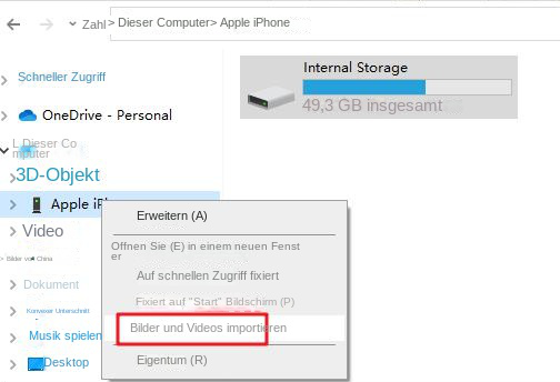 iPhone Bilder und Videos importieren