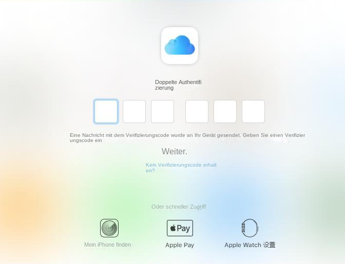 Melden Sie sich bei der iCloud-Zwei-Faktor-Authentifizierung an