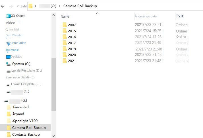 Sehen Sie sich Sicherungsfotos auf dem SanDisk USB-Laufwerk an