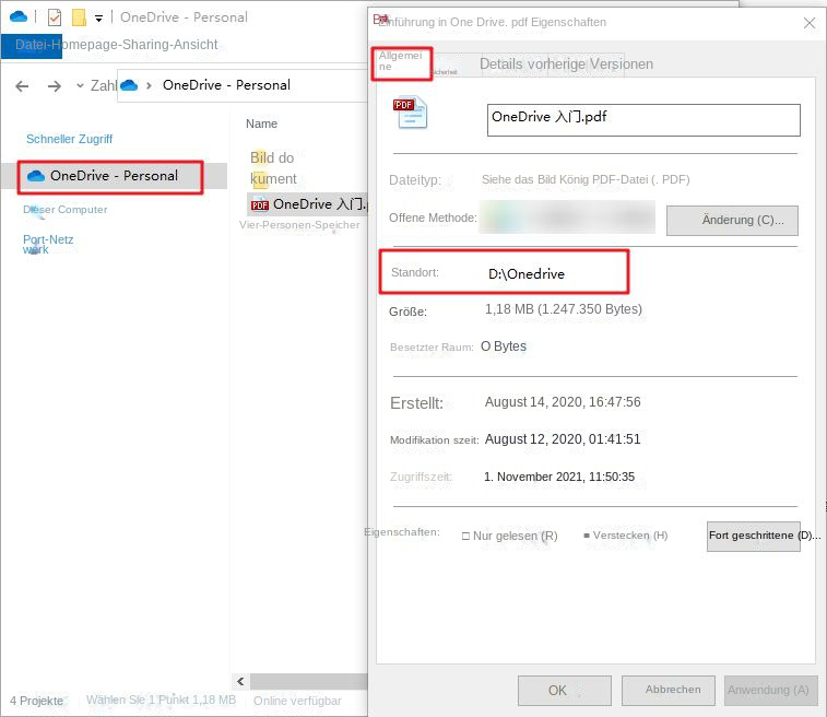Physischer OneDrive-Standort