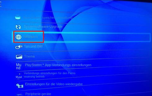 PS4-Einstellungen öffnen Netzwerk