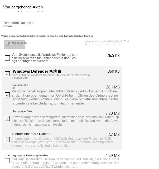 temporäre Dateien löschen