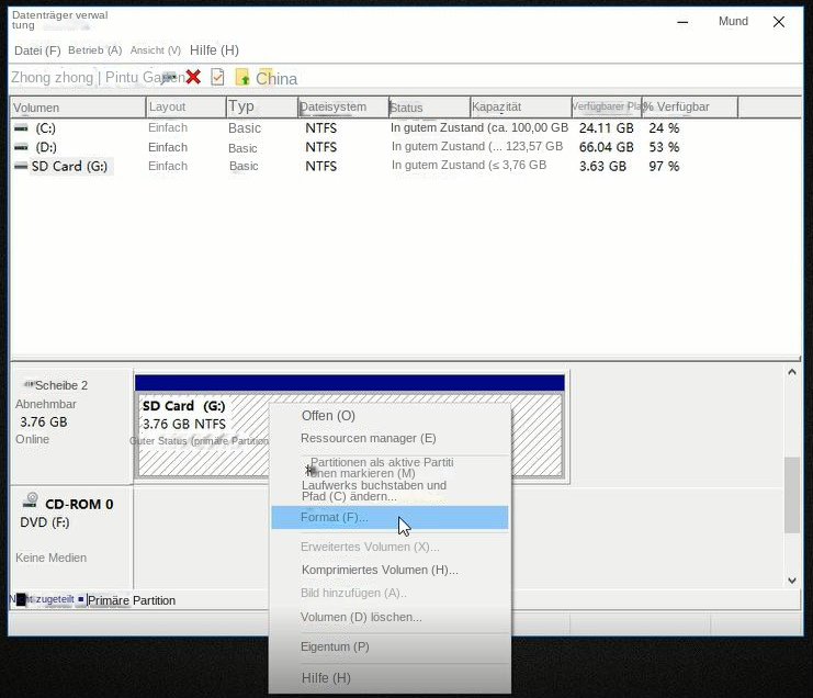 Wie lässt sich das Problem lösen, dass die SDKarte am Computer oder