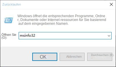 Geben Sie msinfo32 ein